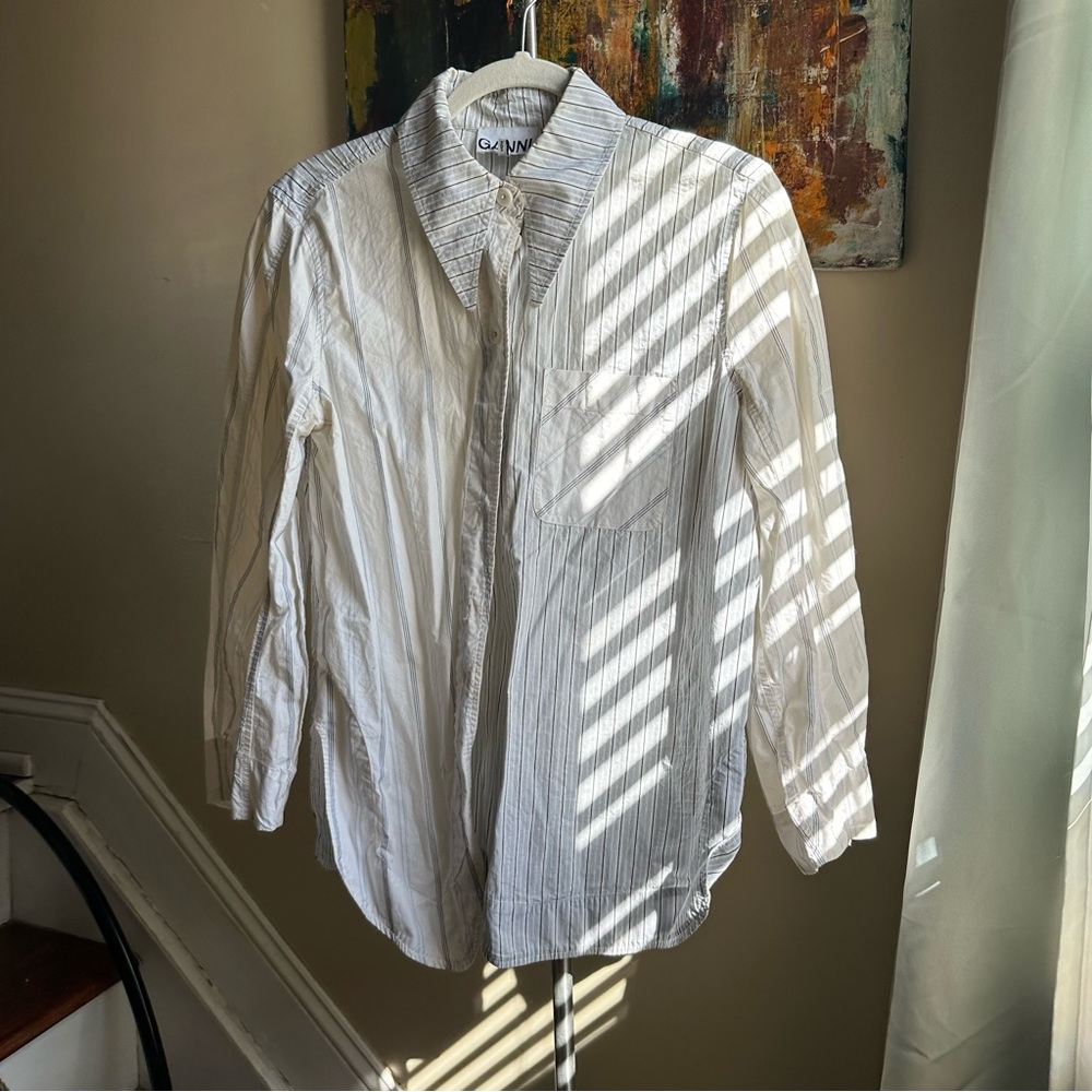 Ganni Asymmetrical Button Down Shirt